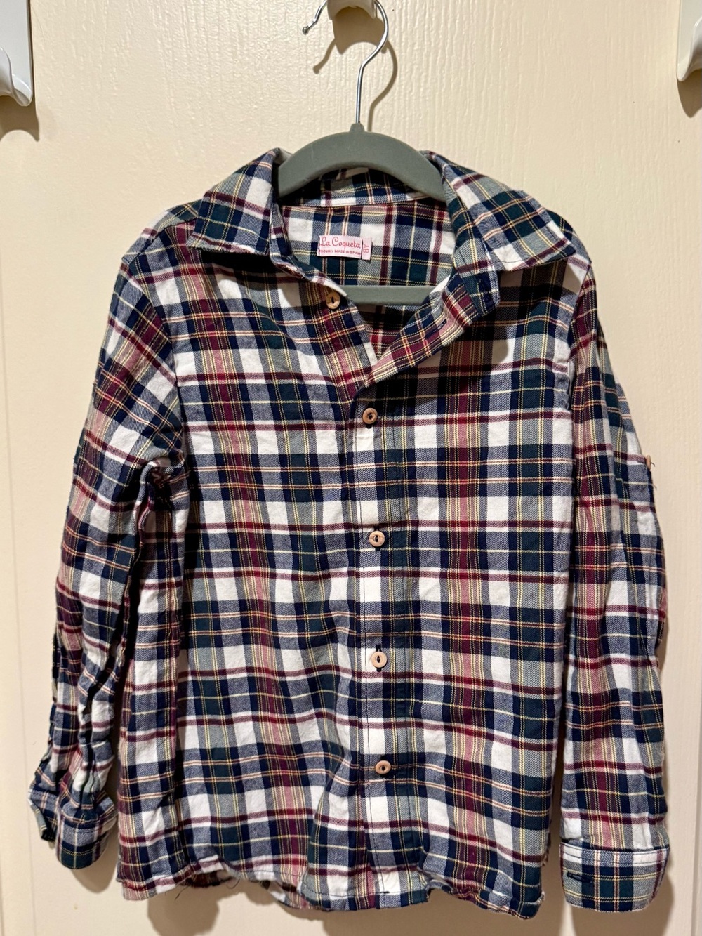 La Coqueta Black Tartan Plaid Button-Front Boys Shirt Size 8Y